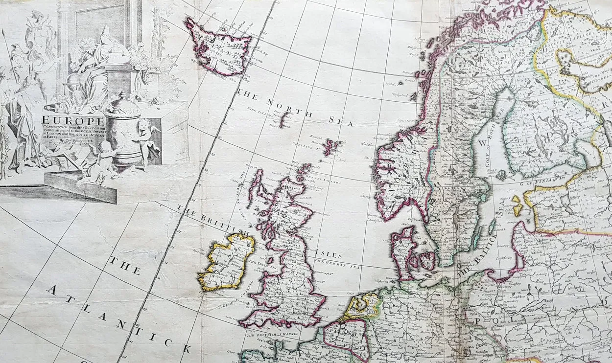 1712 John Senex Large Antique Map of Europe - Large Poland, Russia, Italy, Spain