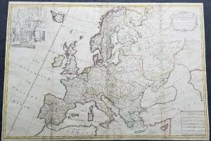 1712 John Senex Large Antique Map of Europe - Large Poland, Russia, Italy, Spain