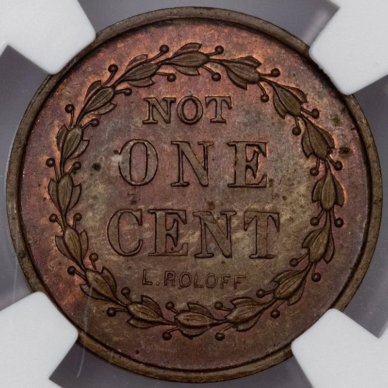 1863 Knoop's Segars & Tobacco Civil War Store Card Token (NY-630AO-5a) ~ NGC MS 63 BN