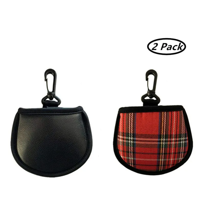 2 Pack Golf Ball Cleaner Pouch with Hanging Belt Clip