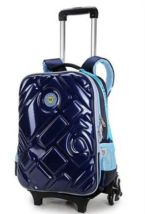 3D  Boy&#39;s trolley Bag with wheels for school Kids Rolling Bag on wheels Children&#39;s Travel Bag 6 wheels School Trolley Backpack