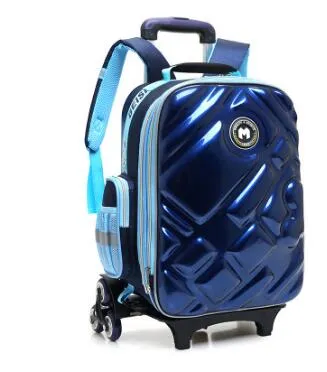 3D  Boy&#39;s trolley Bag with wheels for school Kids Rolling Bag on wheels Children&#39;s Travel Bag 6 wheels School Trolley Backpack