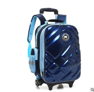 3D  Boy&#39;s trolley Bag with wheels for school Kids Rolling Bag on wheels Children&#39;s Travel Bag 6 wheels School Trolley Backpack