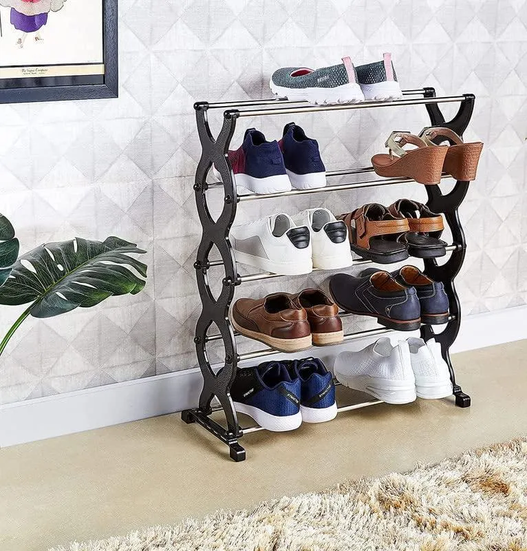 5-Tier Adjustable Shoe Rack Storage for 25 Pairs, Black