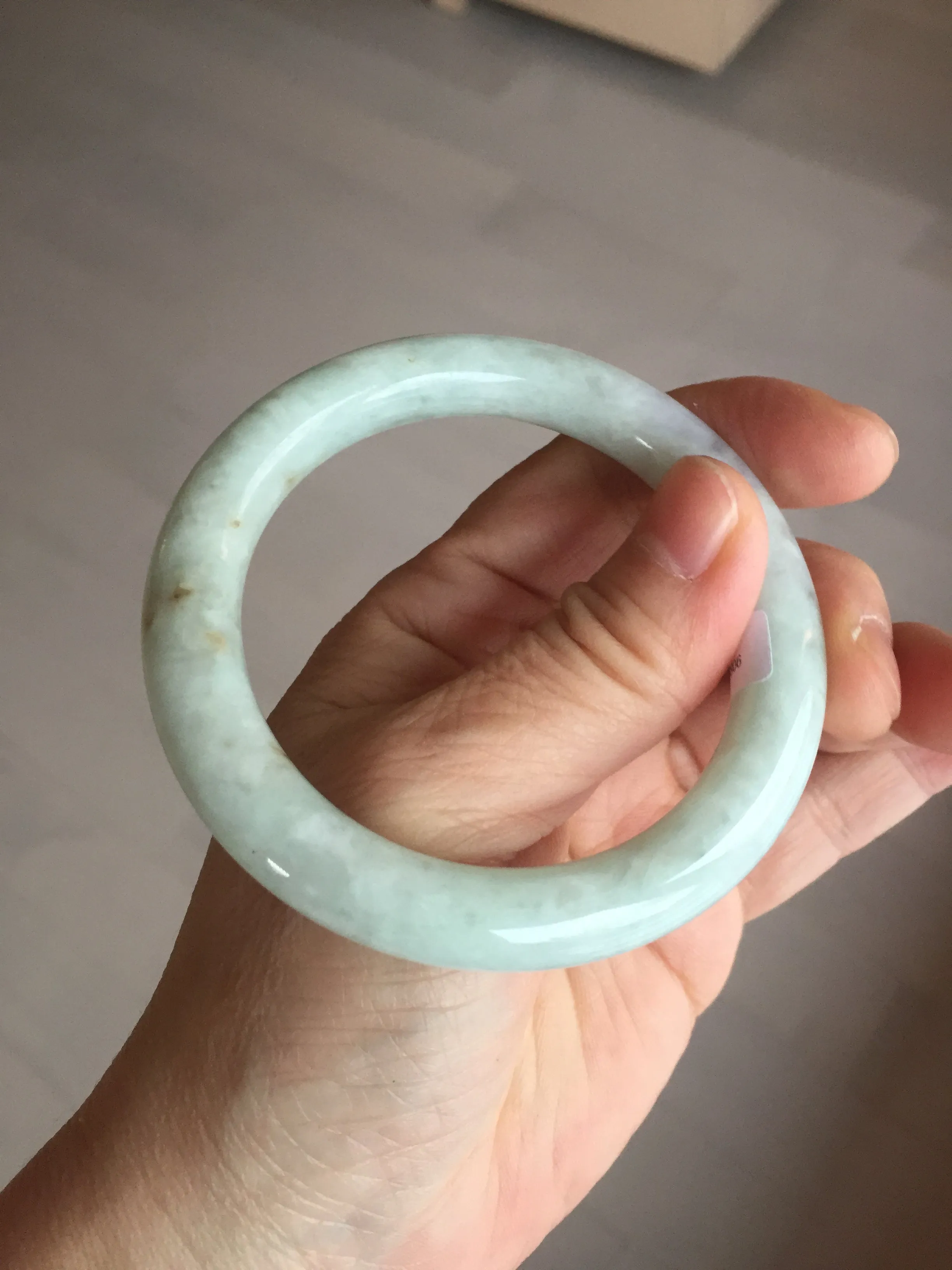 53.9mm 100% natural Type A green/purple/yellow(FU LU SHOU) chubby jadeite jade bangle BK74-5806