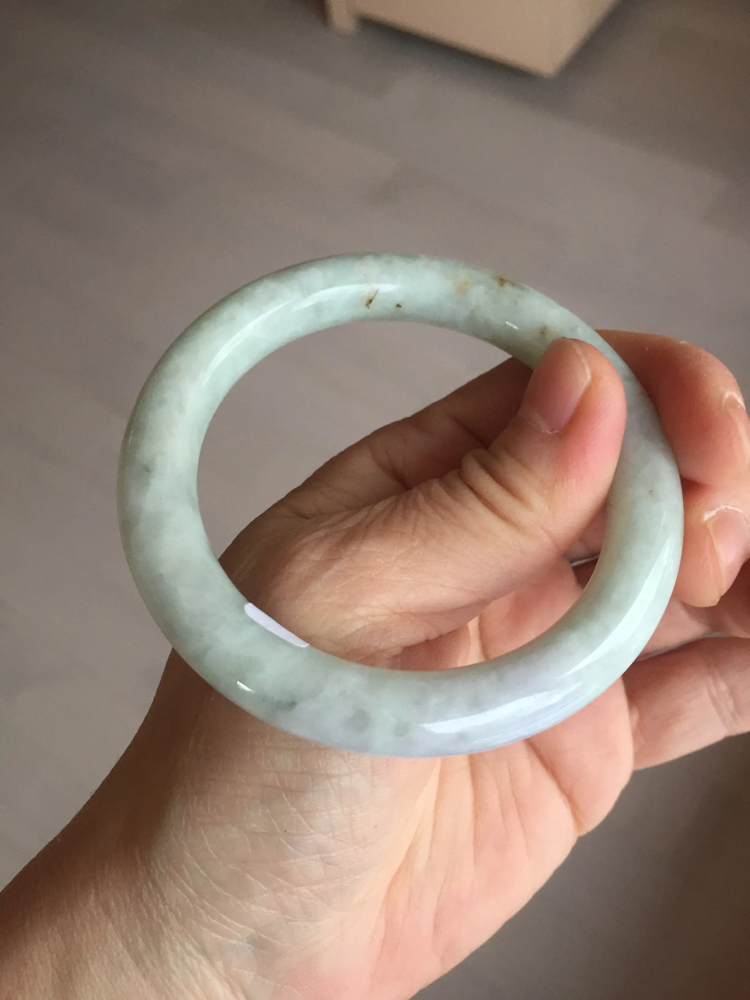 53.9mm 100% natural Type A green/purple/yellow(FU LU SHOU) chubby jadeite jade bangle BK74-5806