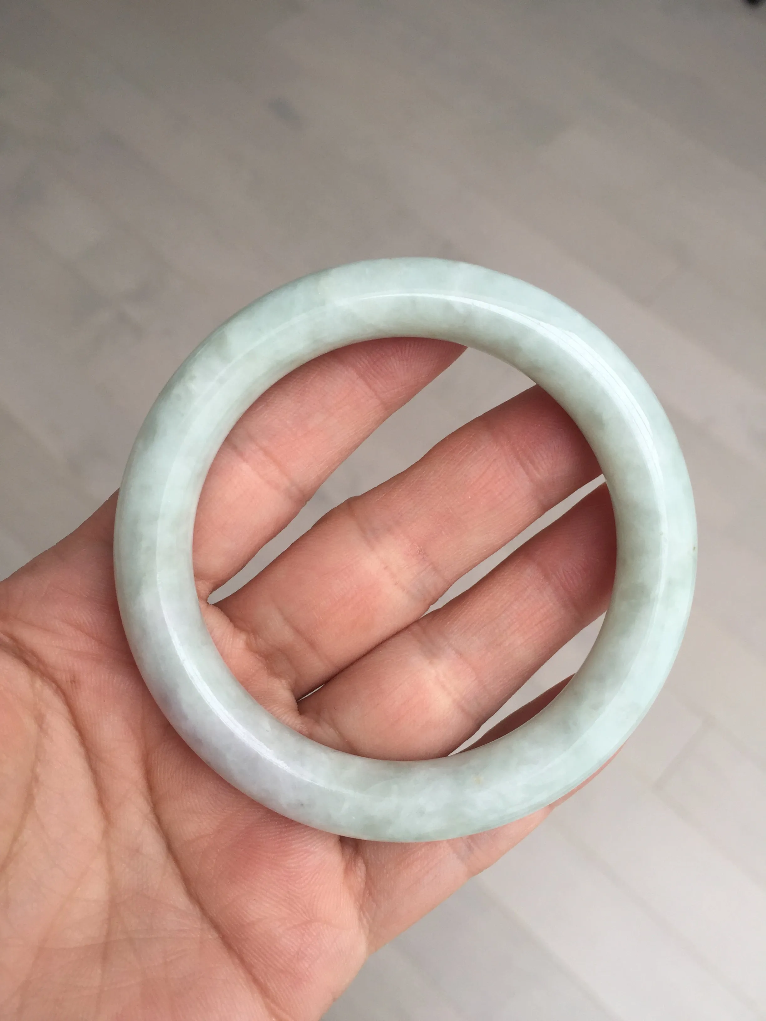 53.9mm 100% natural Type A green/purple/yellow(FU LU SHOU) chubby jadeite jade bangle BK74-5806