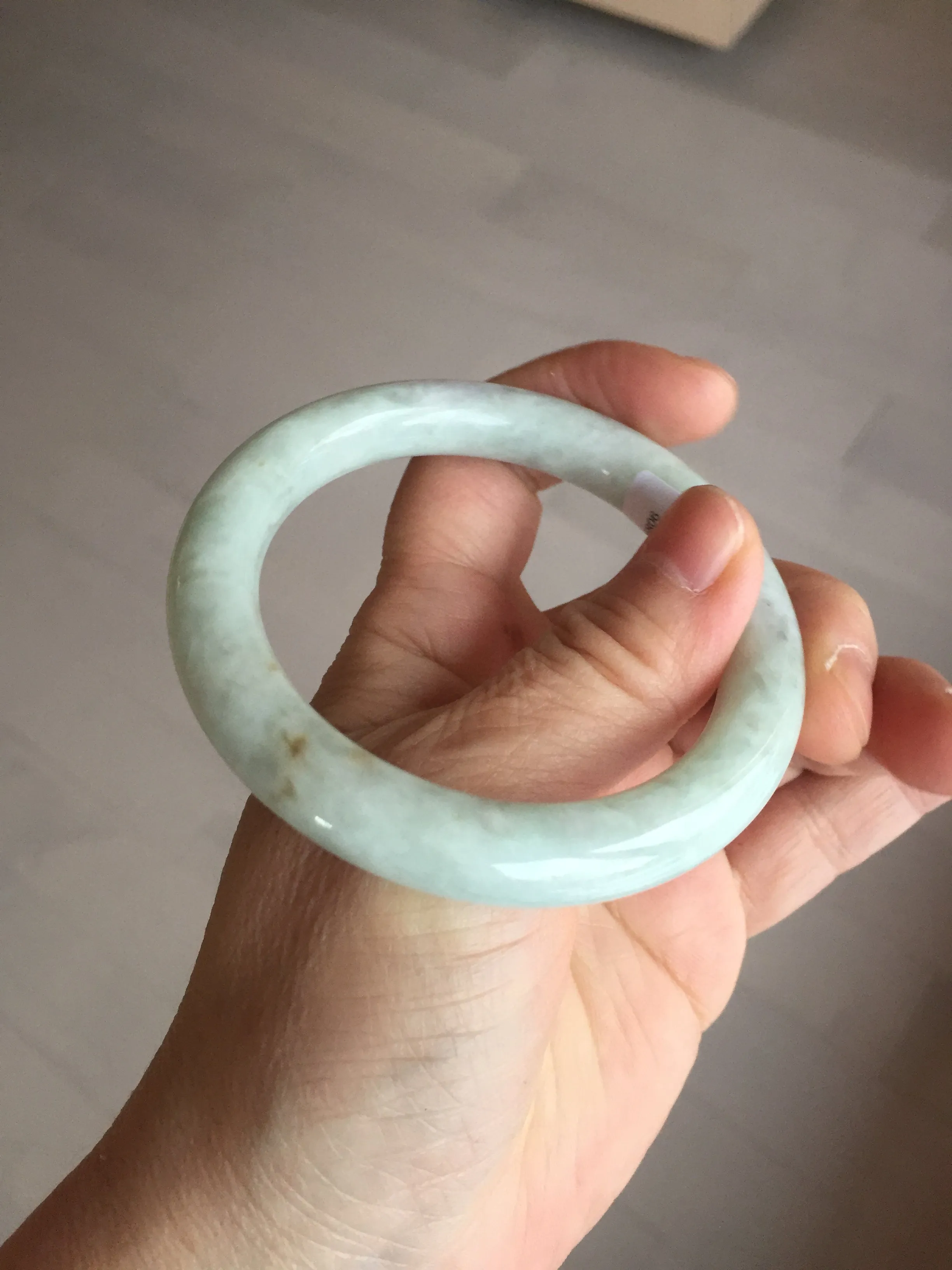 53.9mm 100% natural Type A green/purple/yellow(FU LU SHOU) chubby jadeite jade bangle BK74-5806