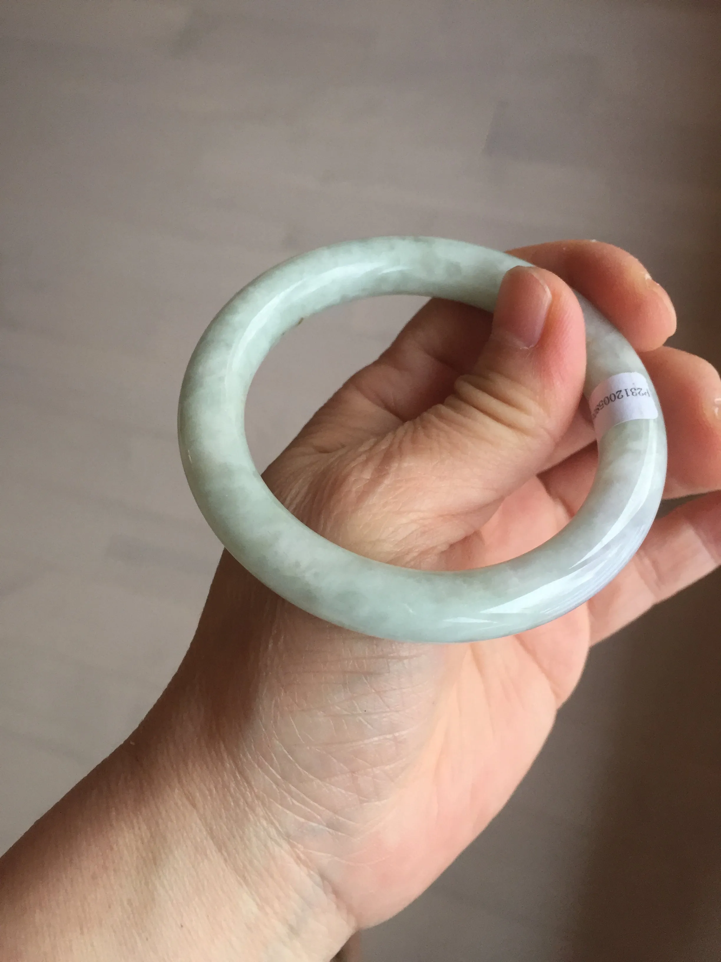 53.9mm 100% natural Type A green/purple/yellow(FU LU SHOU) chubby jadeite jade bangle BK74-5806