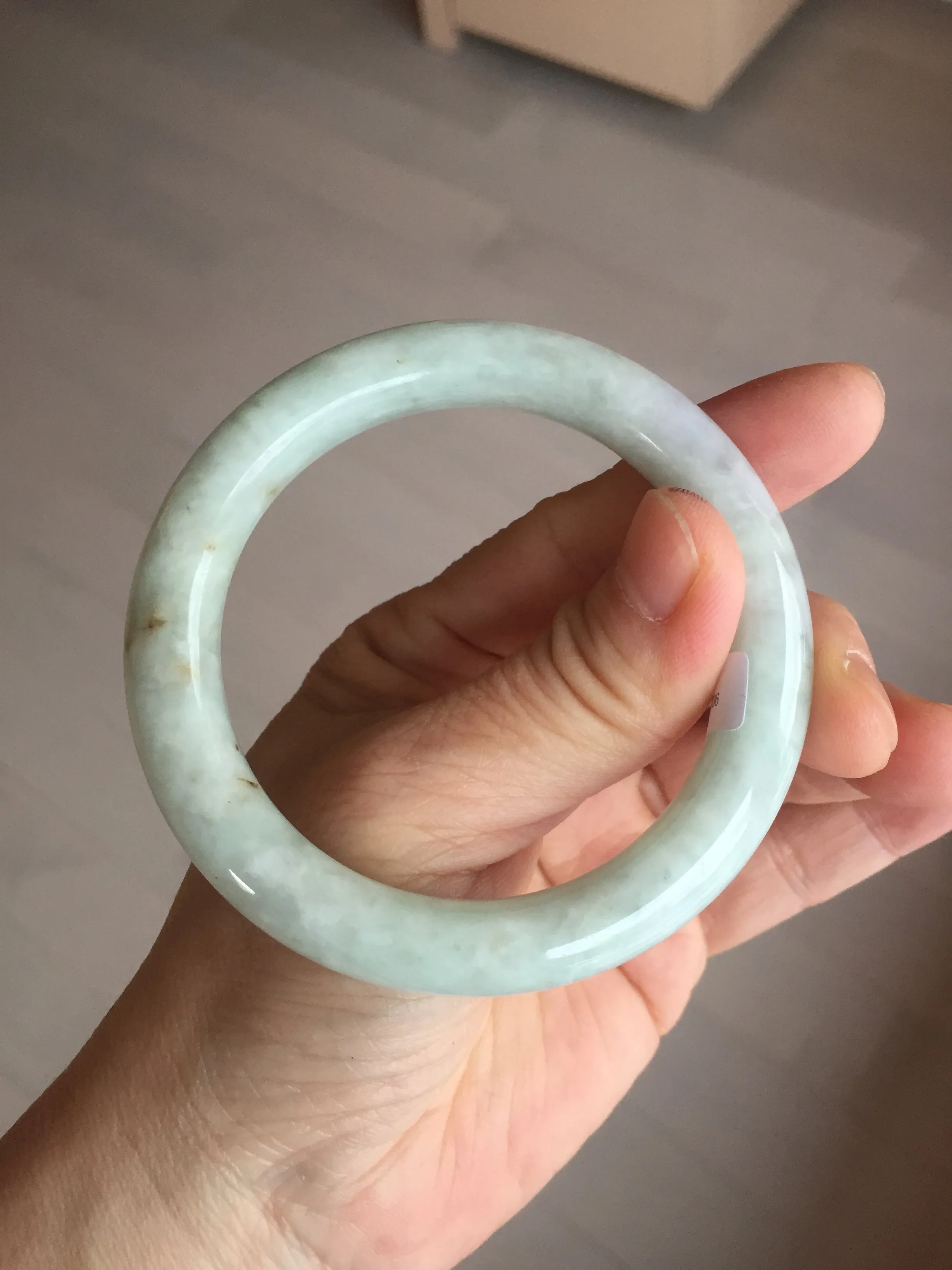 53.9mm 100% natural Type A green/purple/yellow(FU LU SHOU) chubby jadeite jade bangle BK74-5806