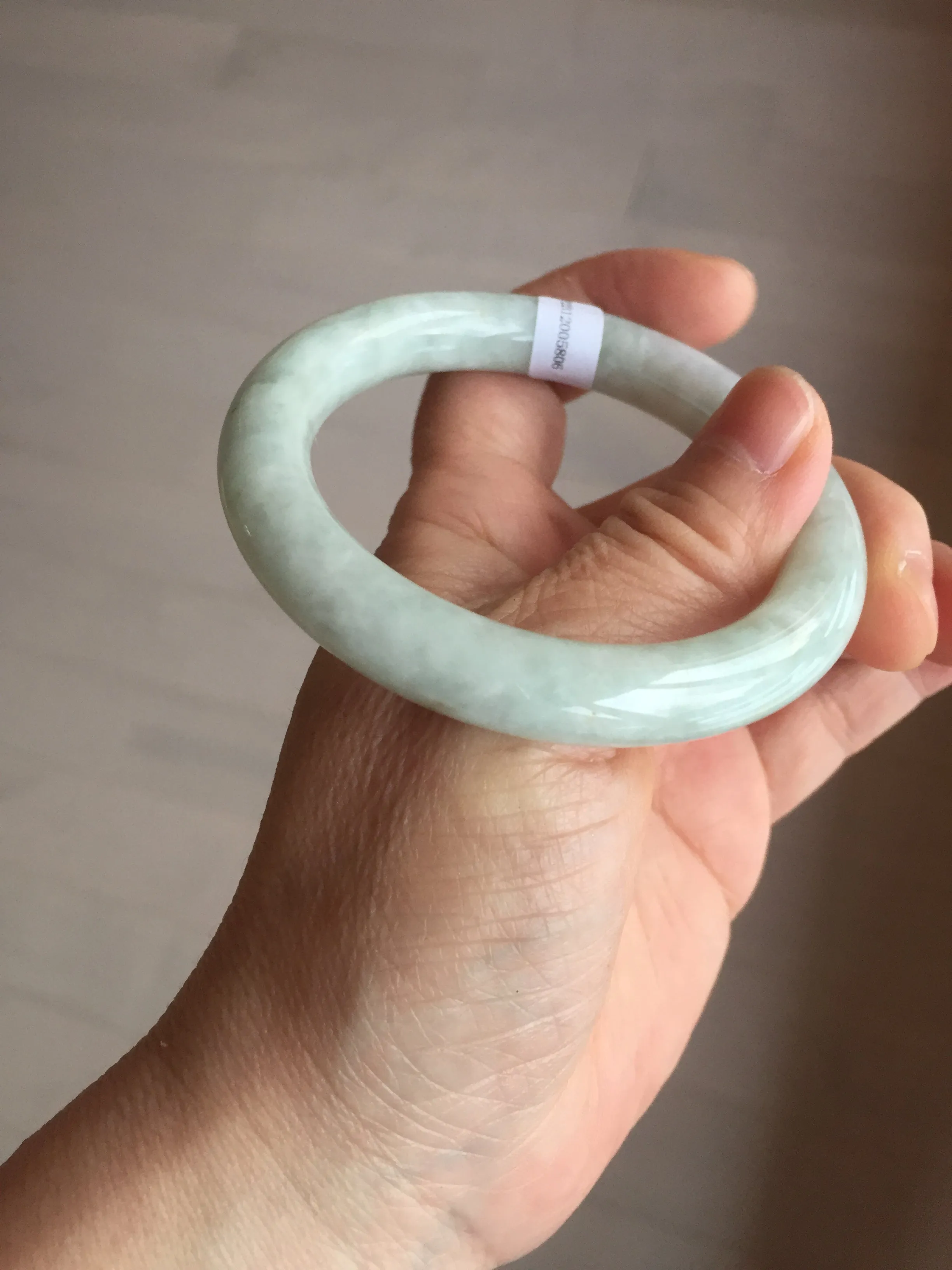 53.9mm 100% natural Type A green/purple/yellow(FU LU SHOU) chubby jadeite jade bangle BK74-5806