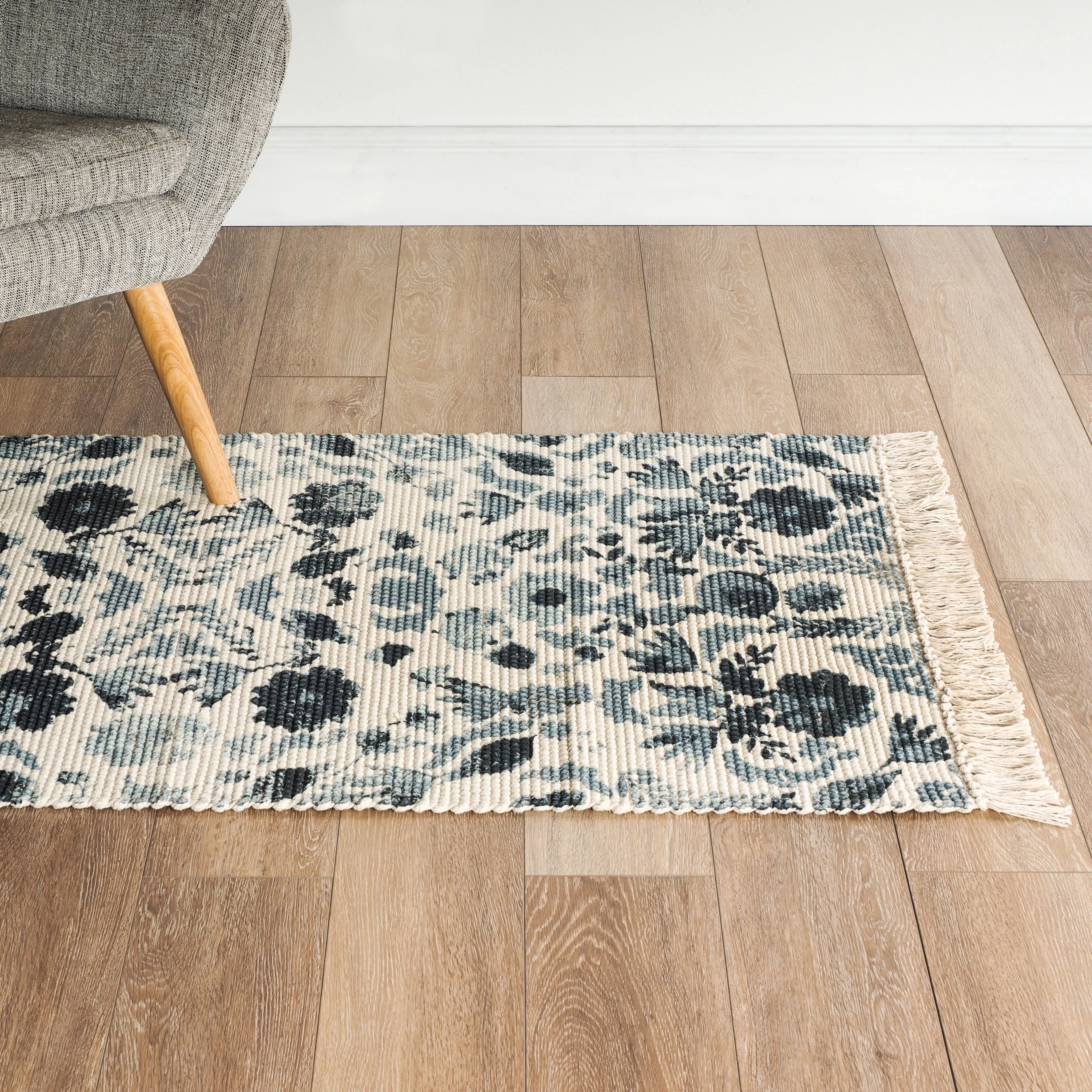 Aditya Floral Cotton Rug 150x90cm