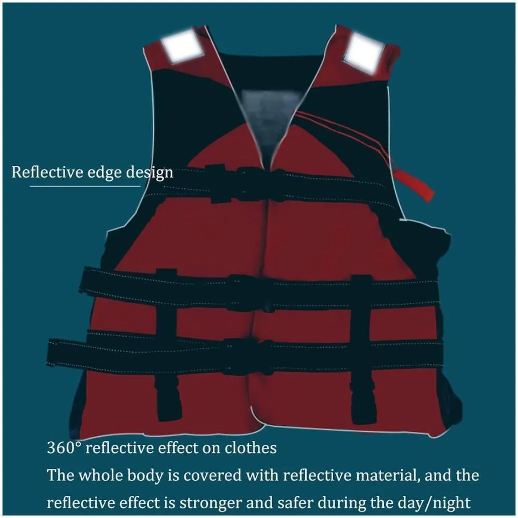 Adult Large Size Life Jacket 3 Belt  with Whistle, Children Life Vest for Swimming, Boatin - 48 x 56