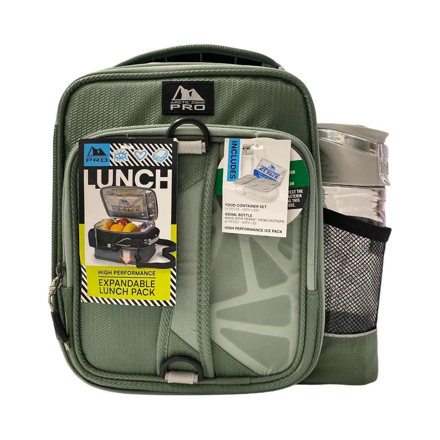 Arctic Zone Pro Expandable Insulated Lunch Pack, with Food Containers & Bottle