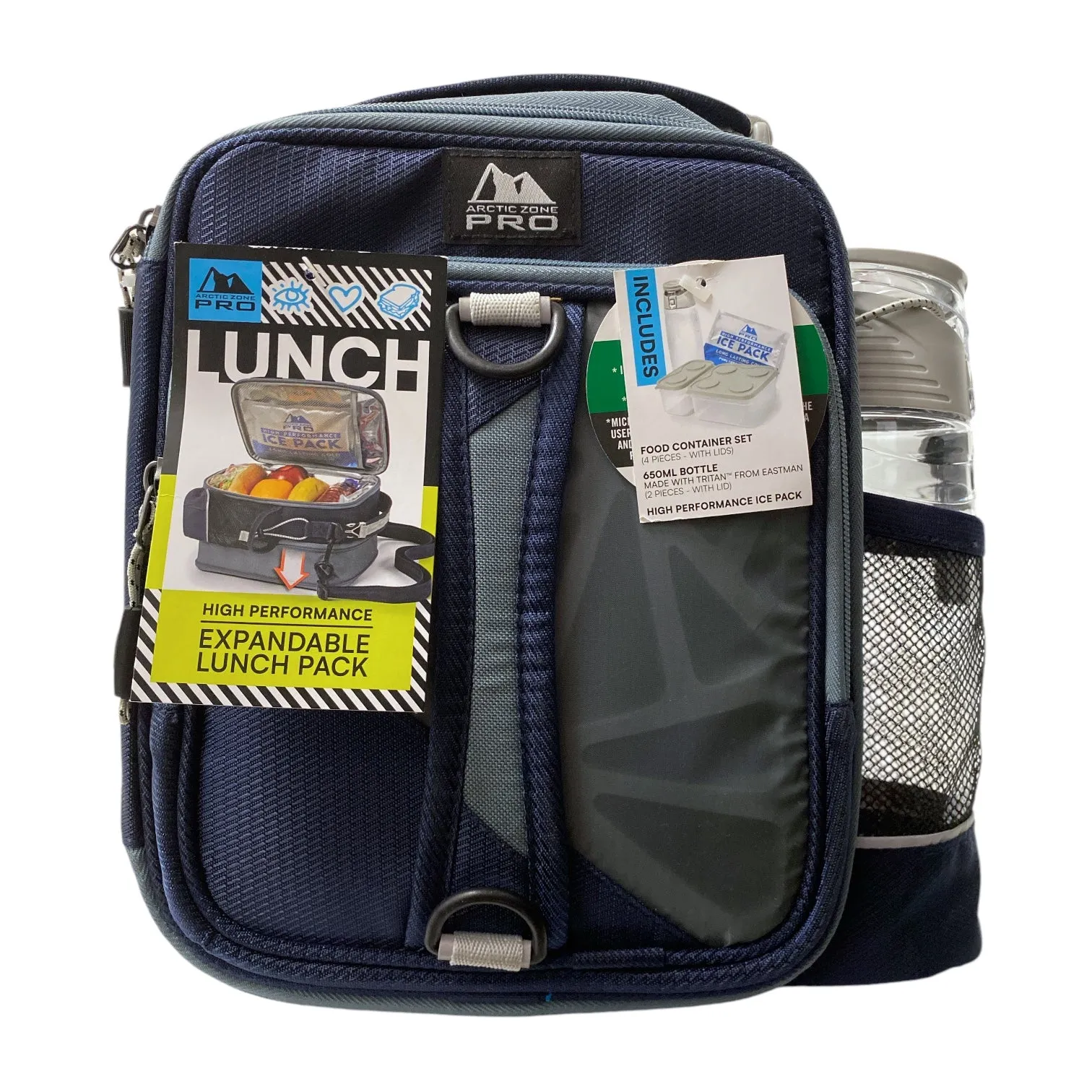 Arctic Zone Pro Expandable Insulated Lunch Pack, with Food Containers & Bottle