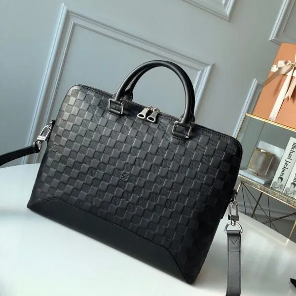 Avenue Soft Damier Leather Briefcase Top Handle Bag N41019 Black 2019 Collection