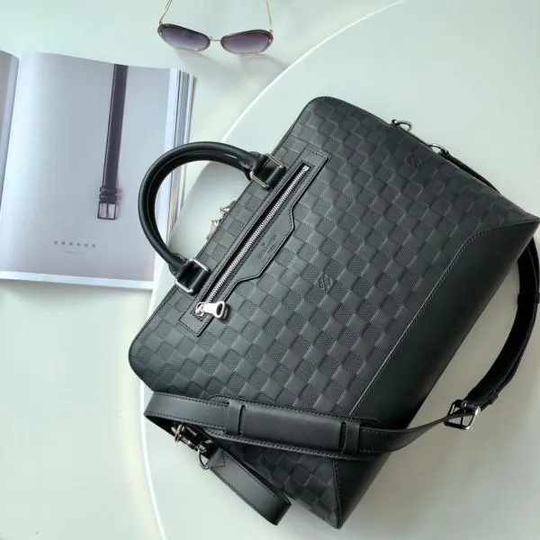 Avenue Soft Damier Leather Briefcase Top Handle Bag N41019 Black 2019 Collection