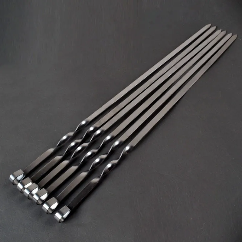 Barbecue Skewer Sticks Barbecue Forks Set Long Handle Skewers Flat