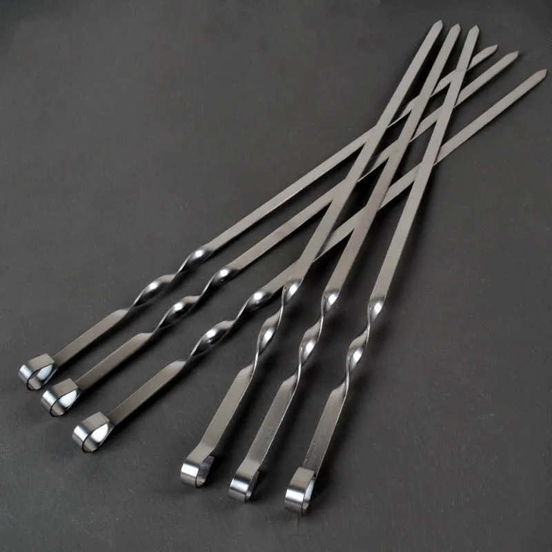 Barbecue Skewer Sticks Barbecue Forks Set Long Handle Skewers Flat