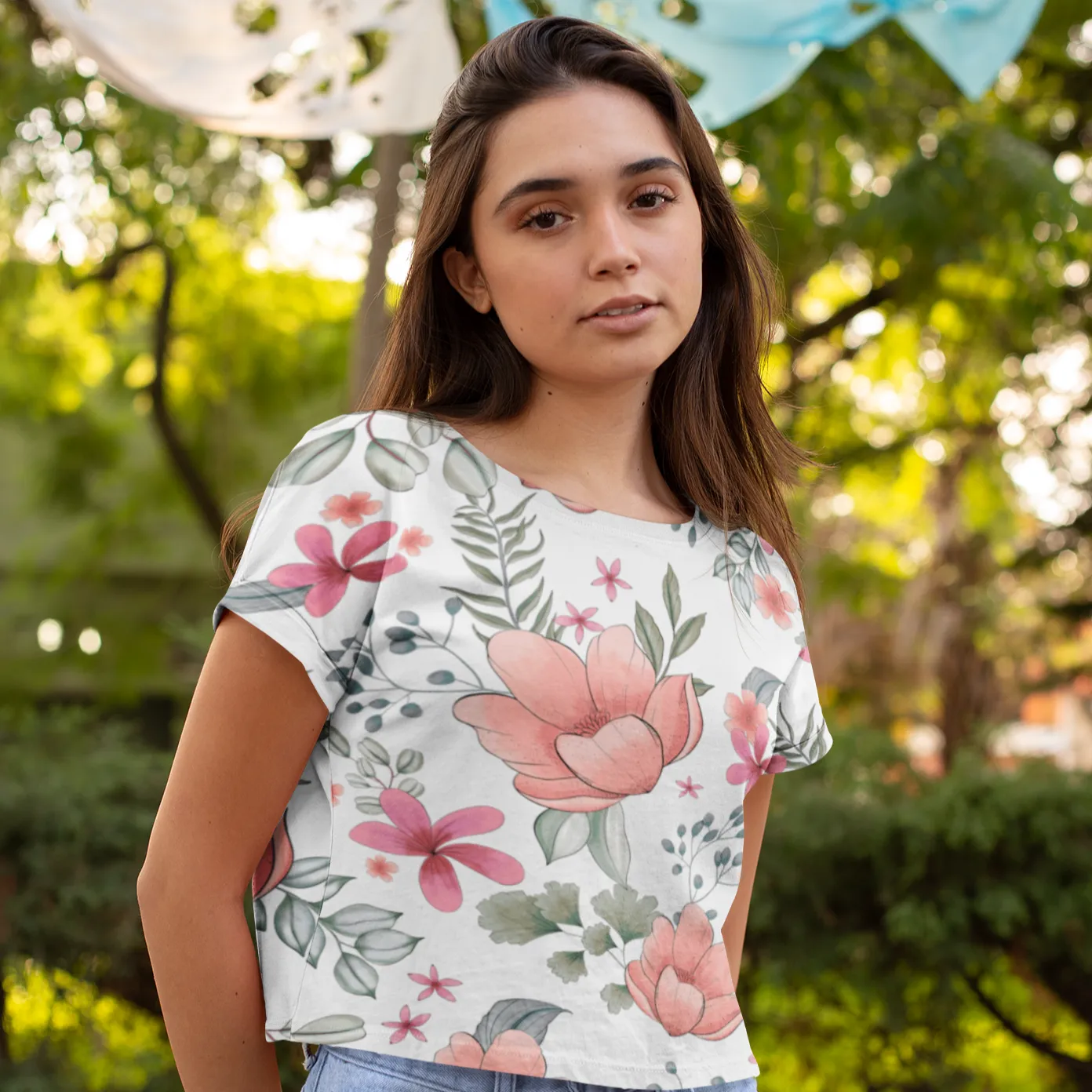 Beautiful Floral Pattern AOP Crop Top