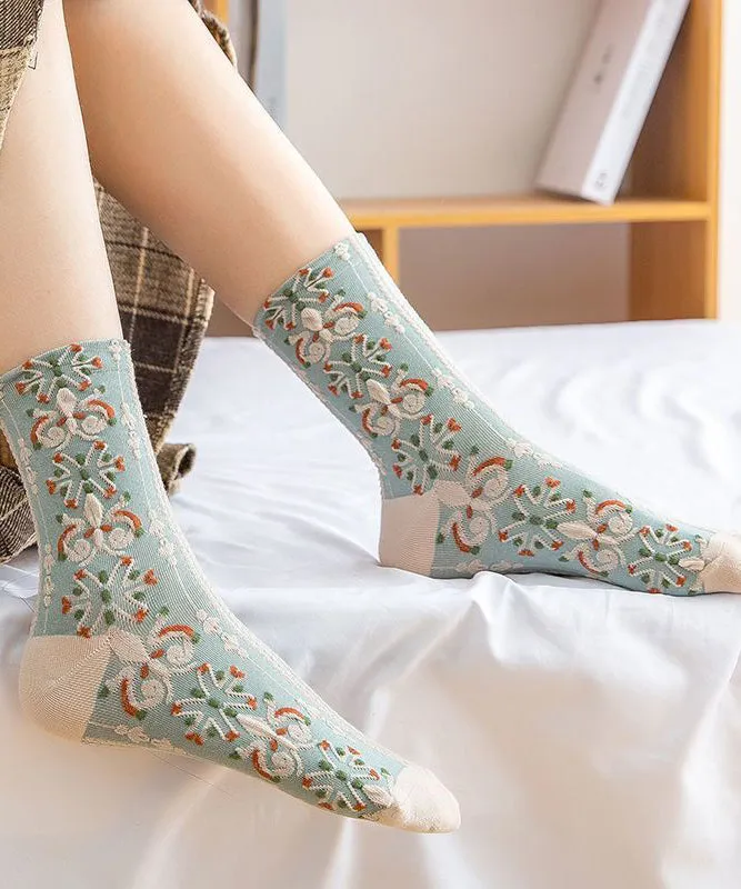 Beautiful Jacquard Cotton Mid Calf Socks