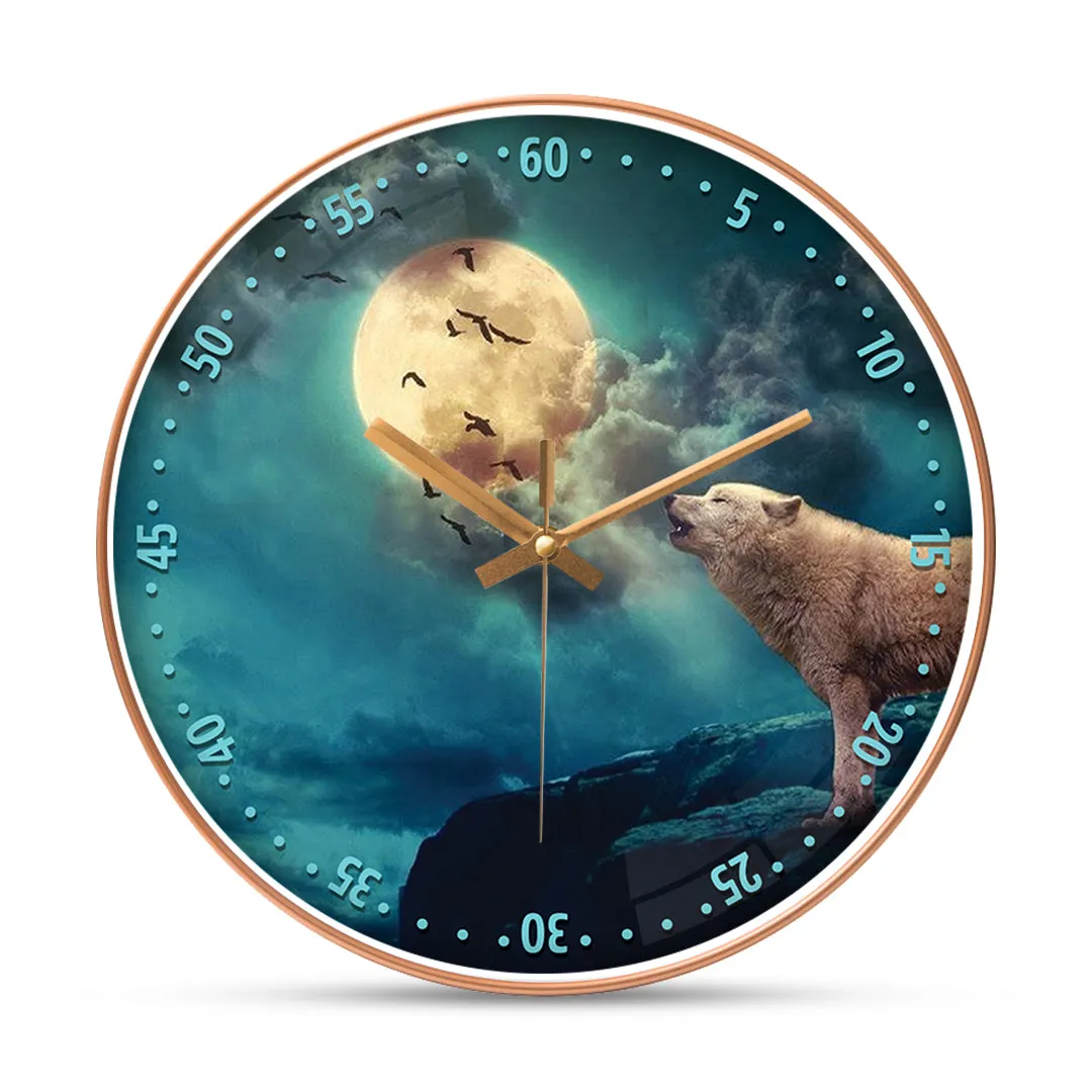 beautiful wolf wall clock