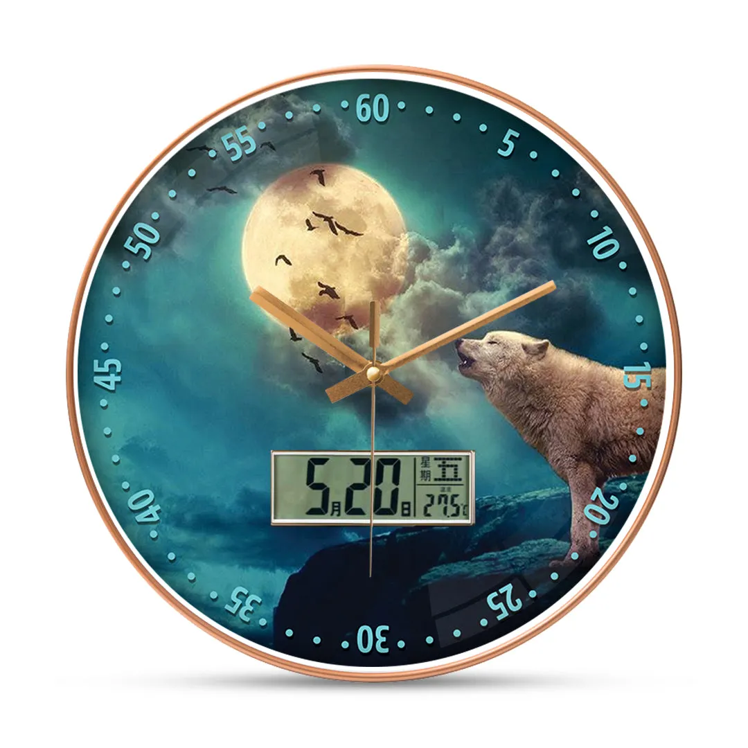 beautiful wolf wall clock