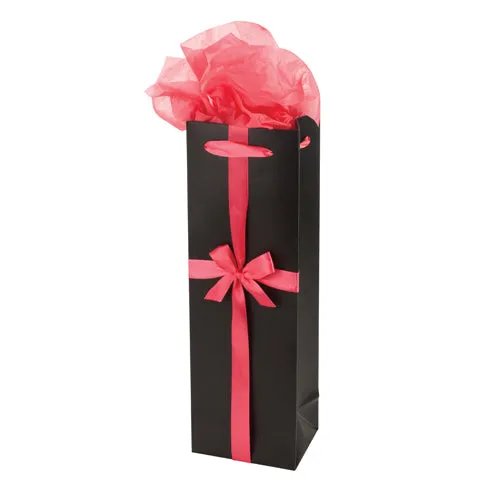 Black and Pink Wine Gift Bag by Cakewalk