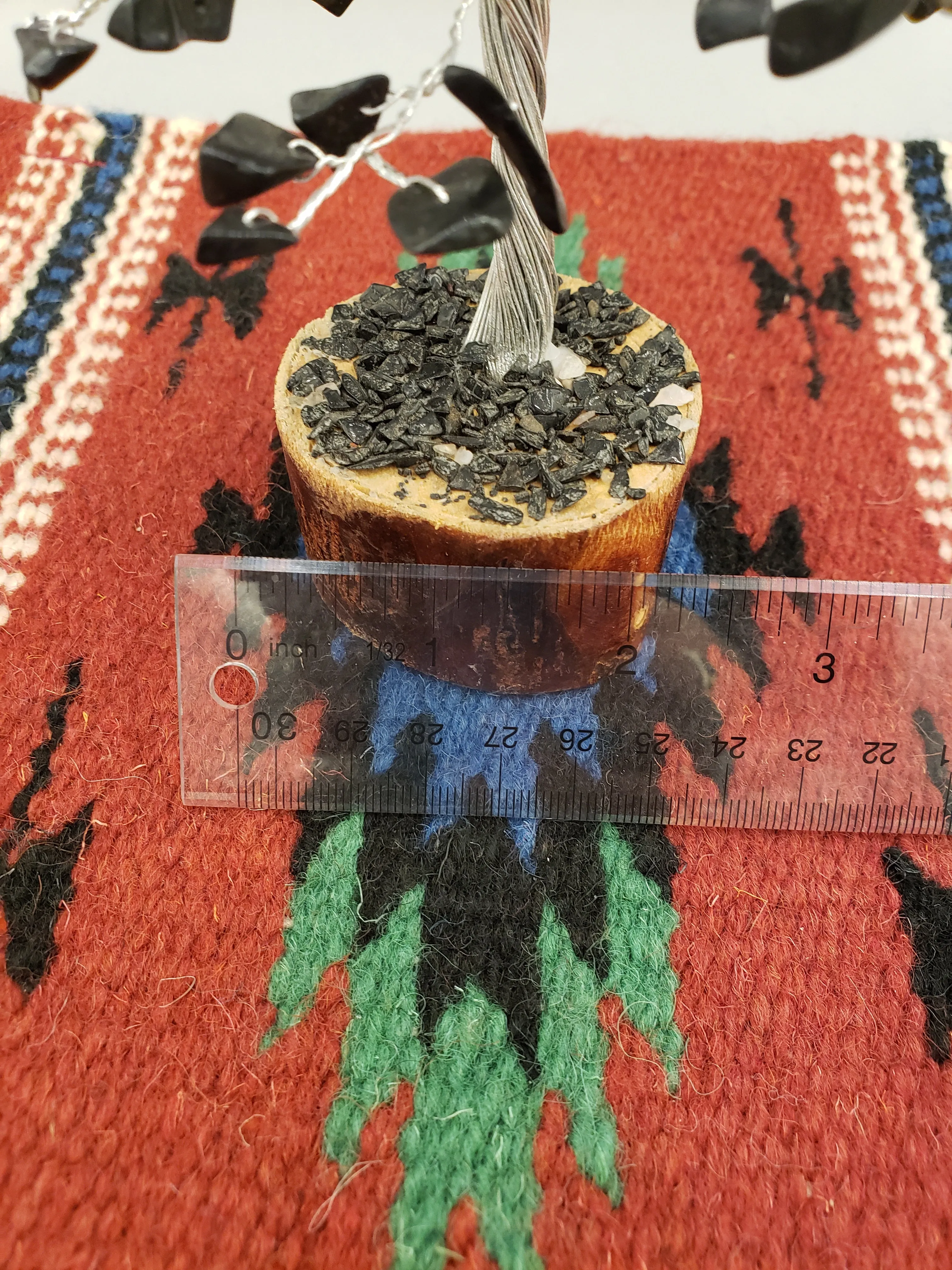 BLACK TOURMALINE GEMSTONE TREE - WOOD BASE