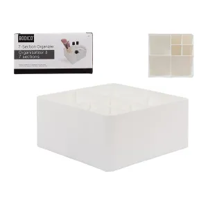 Bodico 7 Compartments White Plastic Organizer  5.3x5.5x2.75in