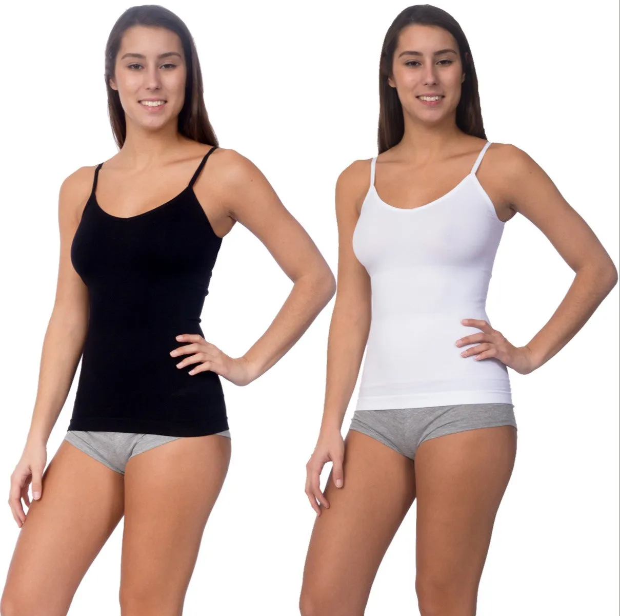 Body Beautiful Shapewear Shaping Cami With Reversible Neck, 2 Pack