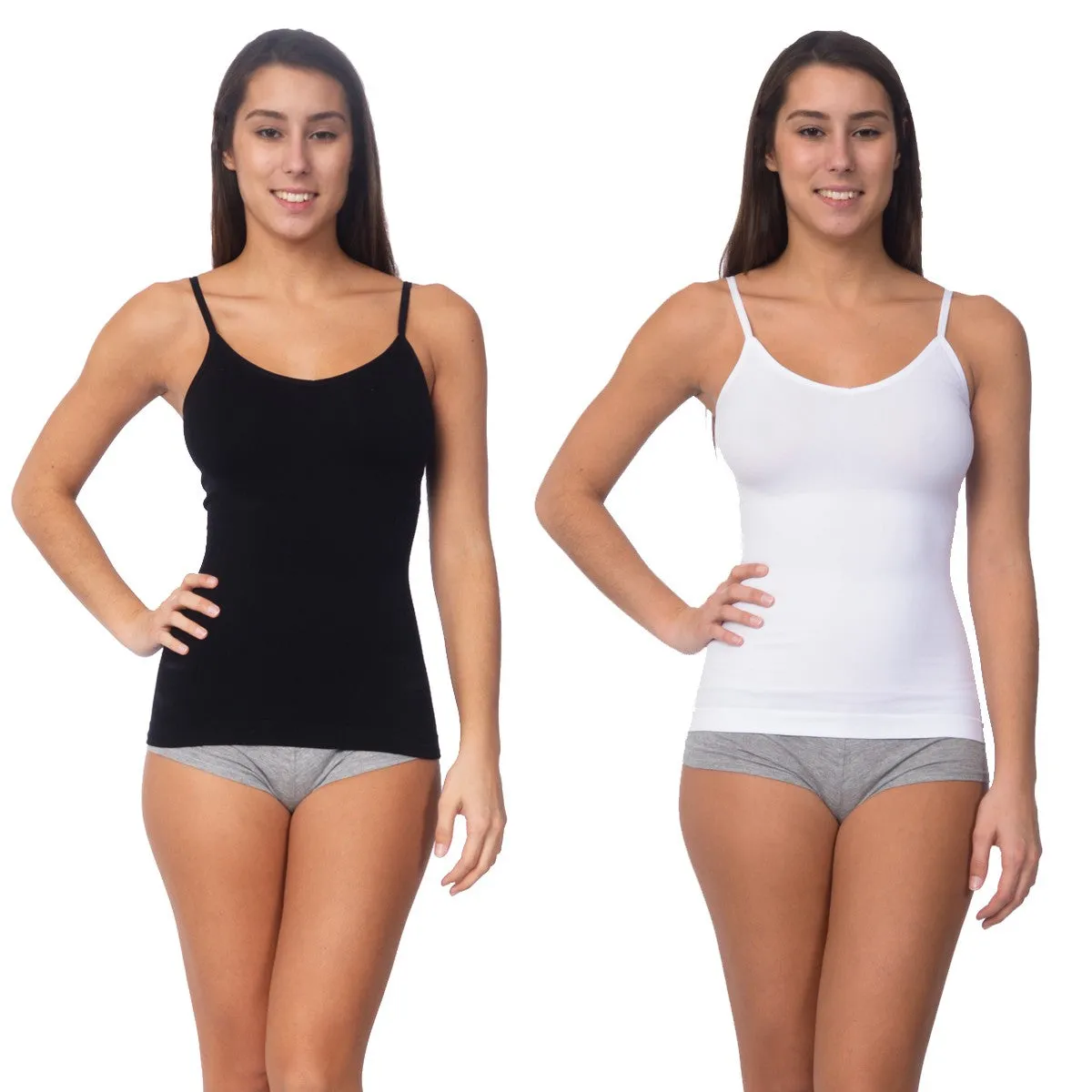 Body Beautiful Shapewear Shaping Cami With Reversible Neck, 2 Pack