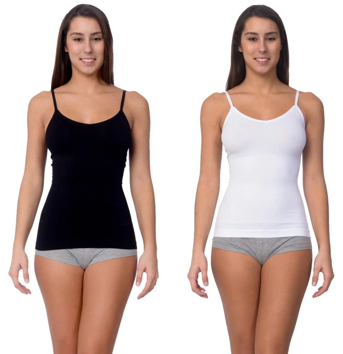 Body Beautiful Shapewear Shaping Cami With Reversible Neck, 2 Pack