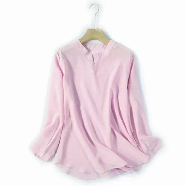 BOGEDA Beautiful Pure Silk Solid Color Blouse