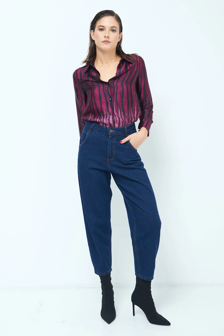 Bold stripe button-up shirt wholesale