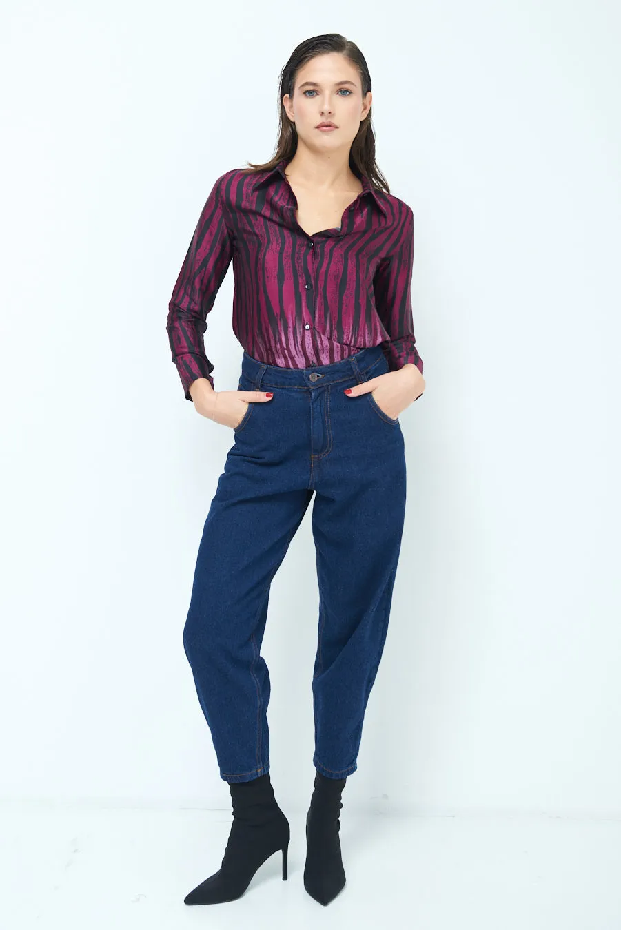 Bold stripe button-up shirt wholesale