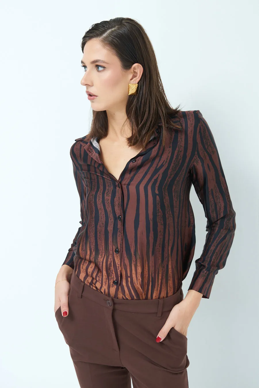 Bold stripe button-up shirt wholesale