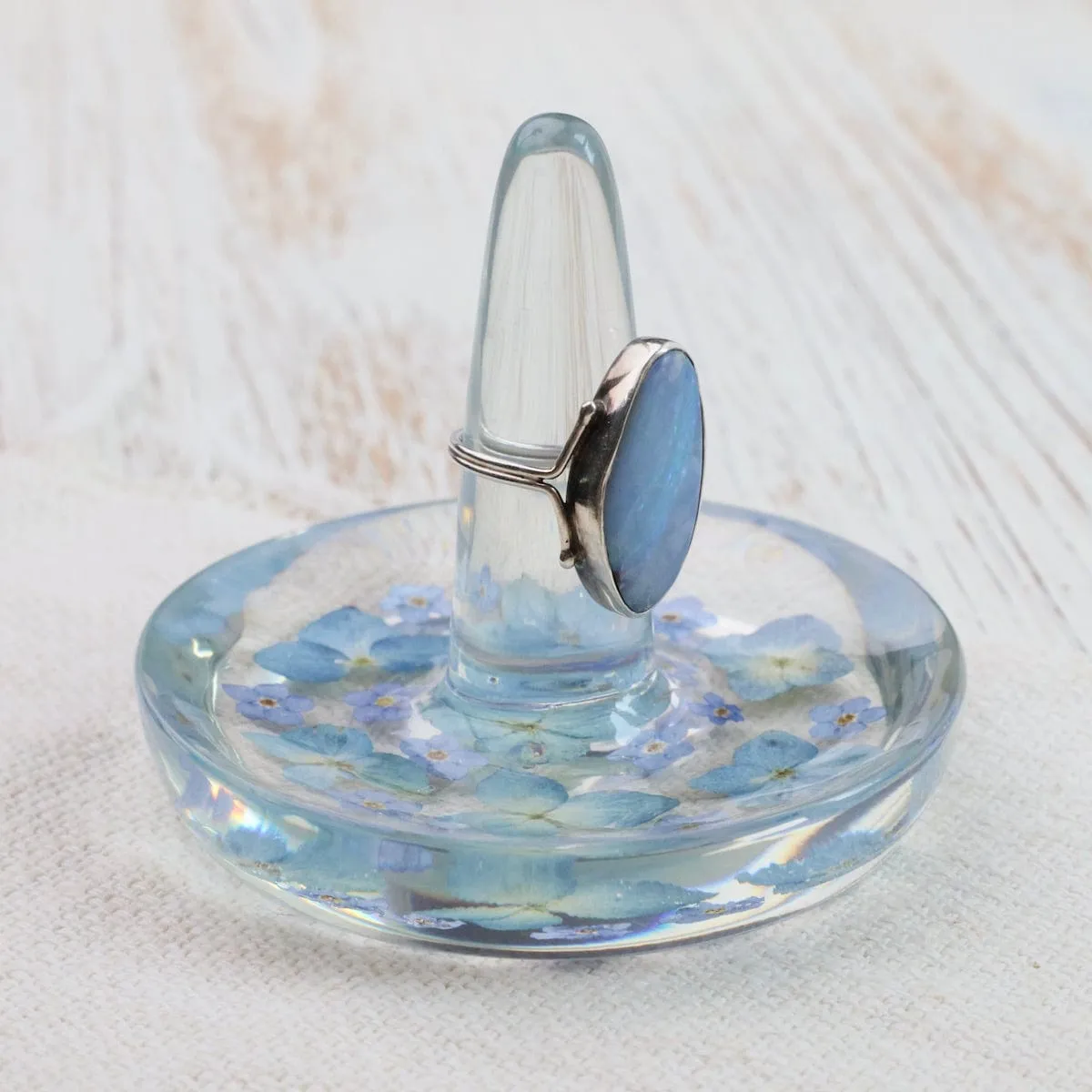 Botanical Blue Flowers Ring Holder