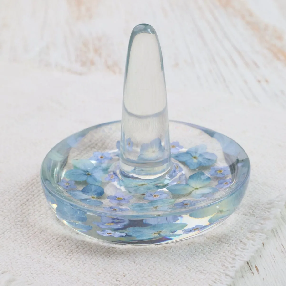 Botanical Blue Flowers Ring Holder