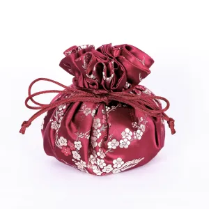 Brocade Jewelry Pouch Cherry Blossom - Red & Gold