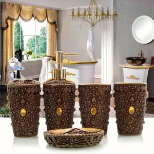 Brown Jewels Bathroom Accessory Set