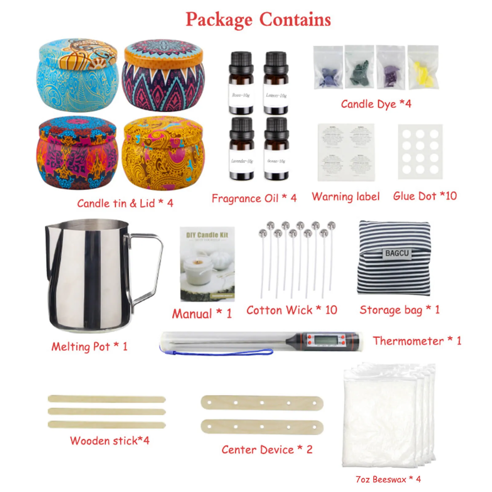 Candle Maker Kit DIY Candle Kit Full Set with Dyes, Fragrance Oil, Melting Pot, Cotton Wicks, Beeswax, Wooden Stick, Candle Tins and More