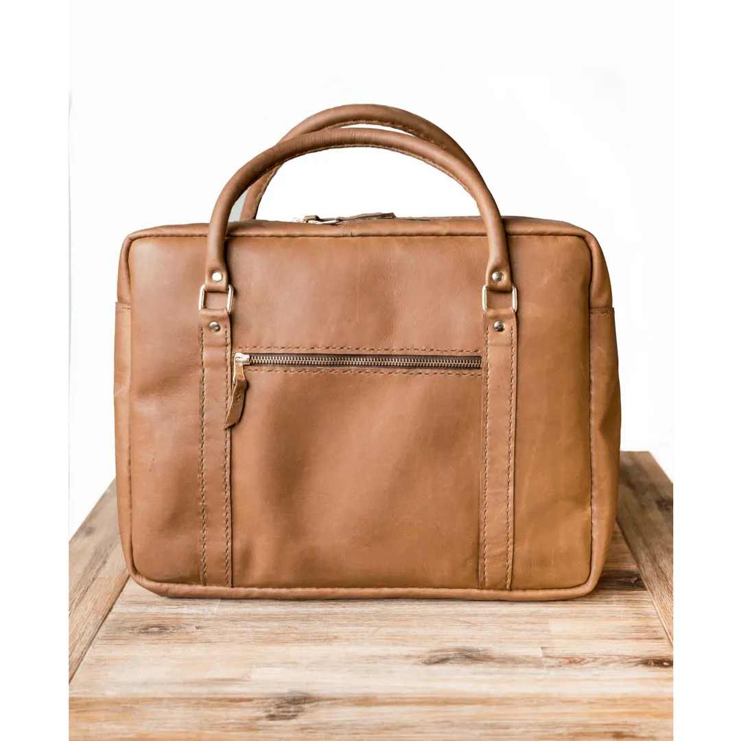 Classic Leather Boaz Briefcase -Tan Edition