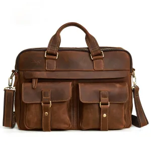 Classic Men Vintage Leather Business Briefcase