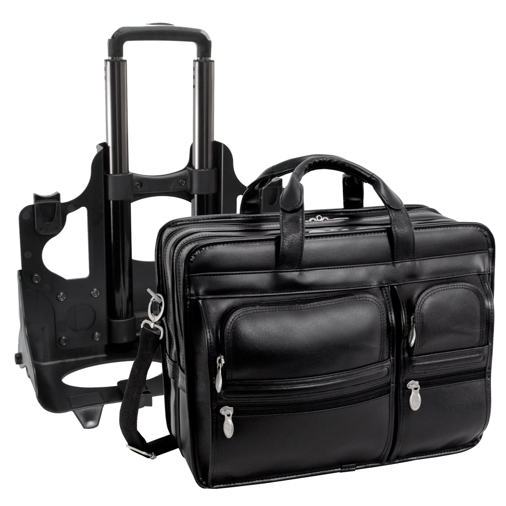 CLINTON | 17” Leather Detachable-Wheeled Laptop Case