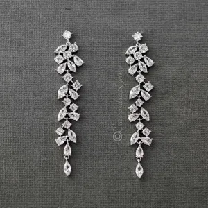 Clip-On Delicate Multi Shape CZ Dangle Wedding Earrings