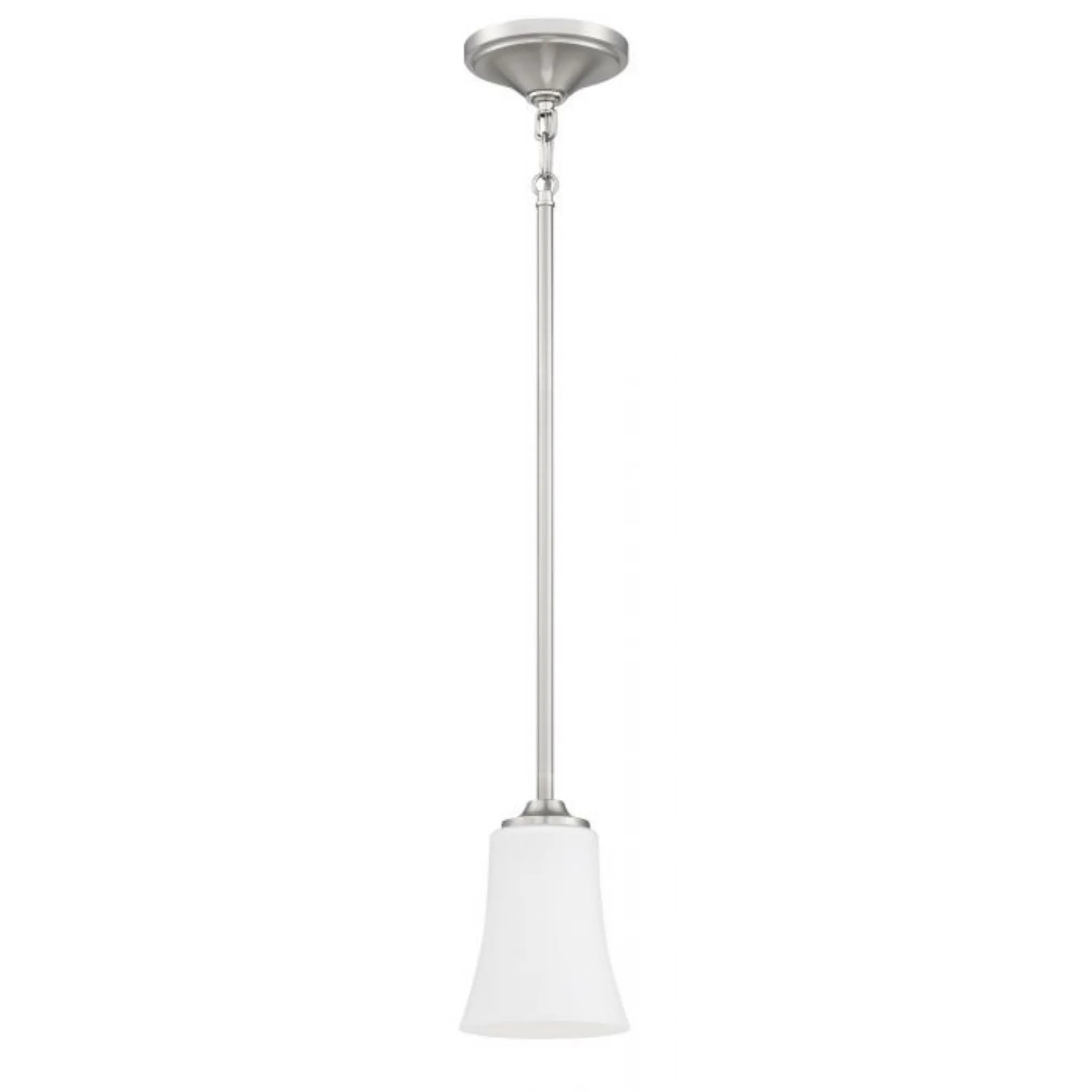 Craftmade Gwyneth 1 Light Mini Pendant Lamp in Brushed Polished Nickel - White Frost Glass