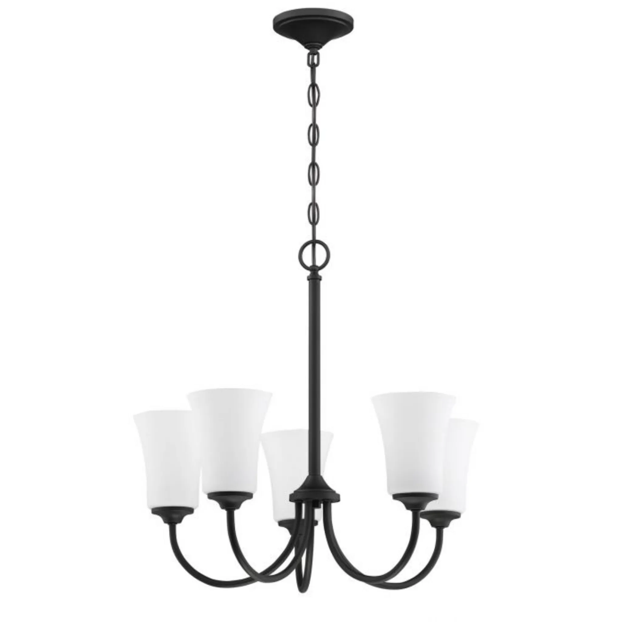 Craftmade Gwyneth 5 Light  Flat Black Chandelier - White Frost Glass