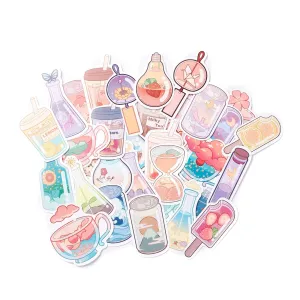 Craspire Coloful Cartoon Stickers, Vinyl Waterproof Decals, for Water Bottles Laptop Phone Skateboard Decoration, Drink Pattern, 5.9x2.3x0.02cm,50pcs/bag