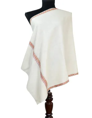 cream white embroidery pashmina stole 8442